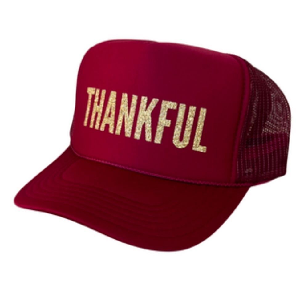 Thankful Gold & Maroon Trucker Hat NEW Snap Back - Mesh Back - NWT